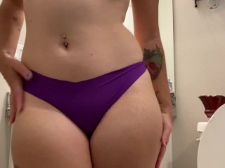 shy slut trying on panties for you