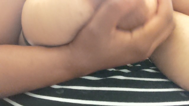 Brownskin BBW rubs lotion on big Natural breasts and Shaved pussy ?