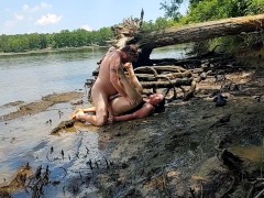 Horny thick ass wife creampied fucking in the mud