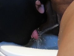 I piss on his tongue - femdom golden shower toilet slave