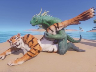 Wild Life / Scaly Furry Porn Dragon with Tiger_Girl