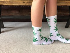 SEXY GIRL SHOWS 420 SOCK FOOT FETISH AND SMOKING HOT FEET