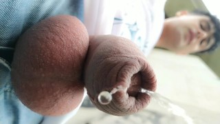 Uncircumcised Cock POV Of A Piss With A Slightly Pulled Foreskin Under The Bridge