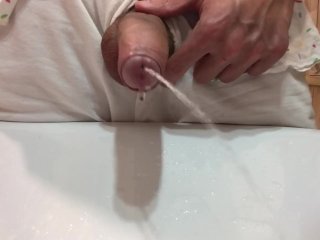 Gay Stud Twink Pissing In A Sink With A Hard Uncut Dick