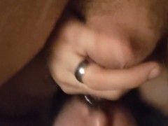 Licking my own pierced cock