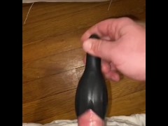 Small cock glans massage with new toy