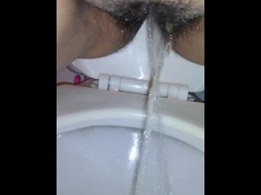 This slut loves to show me her big vagina while going to the bathroom