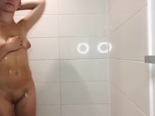 Skinny Amateur ShowerShaving Pussy Lotion Routine