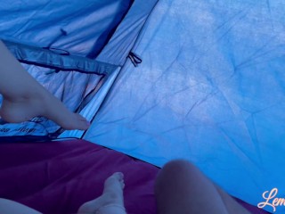 Sucked and Fucked in Camping Tent with PeopleOutside while in_Greece - MissLemonMrPie