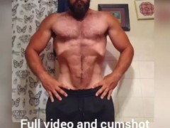 Hot Straight Ripped Almost Shredded Bodybuilder Nude Flexing and Jerking Off in Bathroom