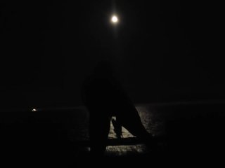 Woman Dildo Fucks Pussy In Moonlight By The Ocean