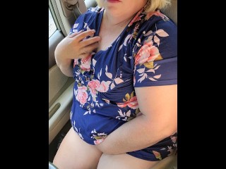 1 HORNY BBW Southern Naughty Hotwife MASTURBATES IN CAR in her neighborhood TRIES NOT TO_GET CAUGHT!