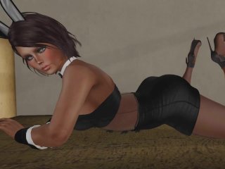 Cute Bunny Ride In Corset And Pantyhose