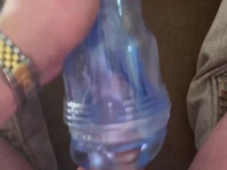 Sexy Guy Jerks Off_and Cums Inside FleshlightBlowjob Toy