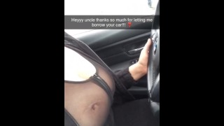I Squirt All Over My Step Uncle's Car While Masturbating In The Parking Lot And Sexting Him On Snapchat
