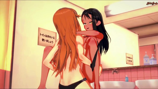 Nagatoro gets strapon fucked in the bathroom by Maki Gamou - Don