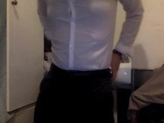 Dude In Wet Clothes Caught Jerking Off At Work