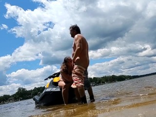 A quick break for a quick public blowjob and fuck_on the jet_ski