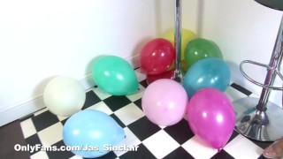 The cheerleader and her big balloons. Pop or not! pt1