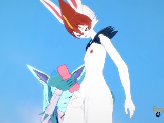 Pokemon_Hentai Furry - Glaceon_handjob and fucked by Cinderace