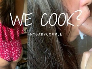 my stepsister sucks my cock in the kitchen and my