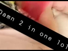 Moaning while masturbating with a dildo