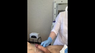 A man came unexpectedly during waxing, almost got on the master's robe