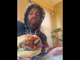 Nocturnal Eats Jackfruit Burger From Door Dash With Rock Mercury