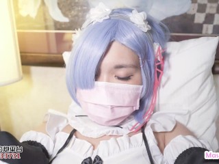 Cute Rem got Tied Up & Plug Sex Toys in Pussy and Anal , Gang-Bang with Other GuyS with_Cumshot!
