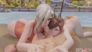 Nsfw Summertime Threesome Mercy And Tracer