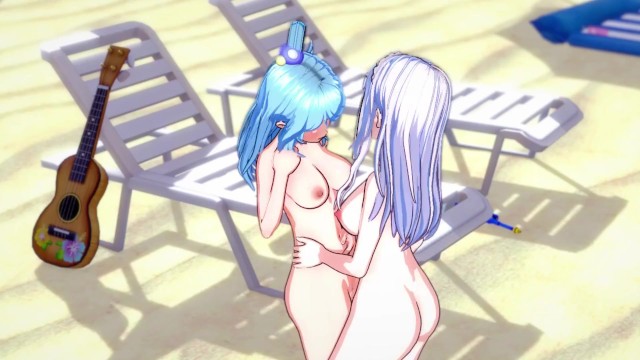 Aqua and Emilia having fun in the real world! (3d Hentai) (Isekai Quartet) (Konosuba) (Re:Zero)