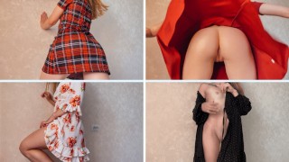 Sexy trying of dresses without lingerie