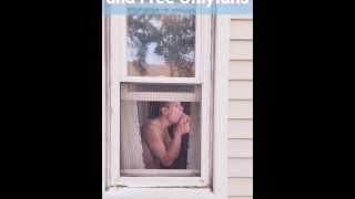 Sexy Twink's Neighbor Is Using Dildo On His Ass And His Mouth Is In The Window