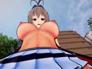 Amagi Brilliant Park futa Isuzu Sento deep blowjob right in the park Taker POV