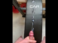 Big Cumshot Onto My Workout Bench
