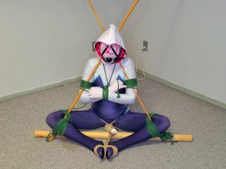 Spider-Gwen's Bondage Escape Practice #2: Triangle Tied While Getting Teased