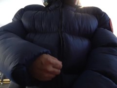 Puffer Jacket Fetish Guy Fucks Huge Shiny Coat. Humping on Bed.