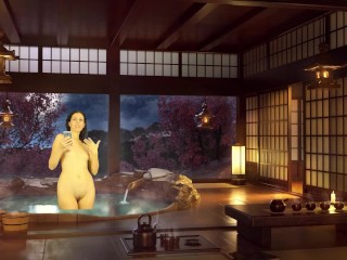 Bathroom Piss. Nakedreading. Japanese bath. Julia V Earth.