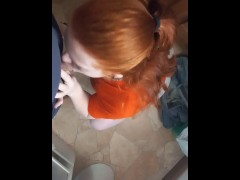 Redhead sucks big cock 