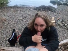 Bbw sucks tinder dates cock by the water 