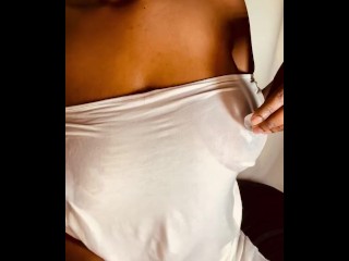 Big natural tits nipple play on wet shirt