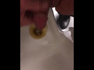 At work Risky Public Masturbation, Cumshot intothe urinal after taking a long piss,startled midway