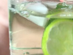 Pee cocktail with lime and mint