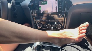 Mother POV MILF Foot Tease And Driving Handjob