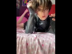 Femboy cutie smiles and teases with his feet