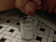 cumming in a shot glass