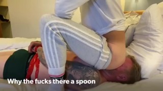 Ass Licking MASTER CONTROLS HIS SUB WITH TRAMPLING ASS FARTS AND FEET