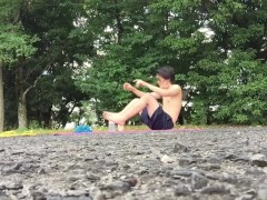I had high intensity sex training with a fuck buddy in a park near the Tokyo Olympic venue!③【Spanked