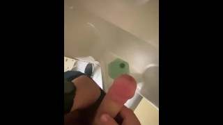 Jerking Off In A Public Urinal A Horny 18-Year-Old Jerks Off