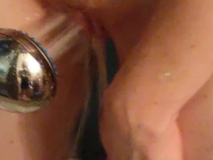 Closeup shower masturbating with loud orgasm